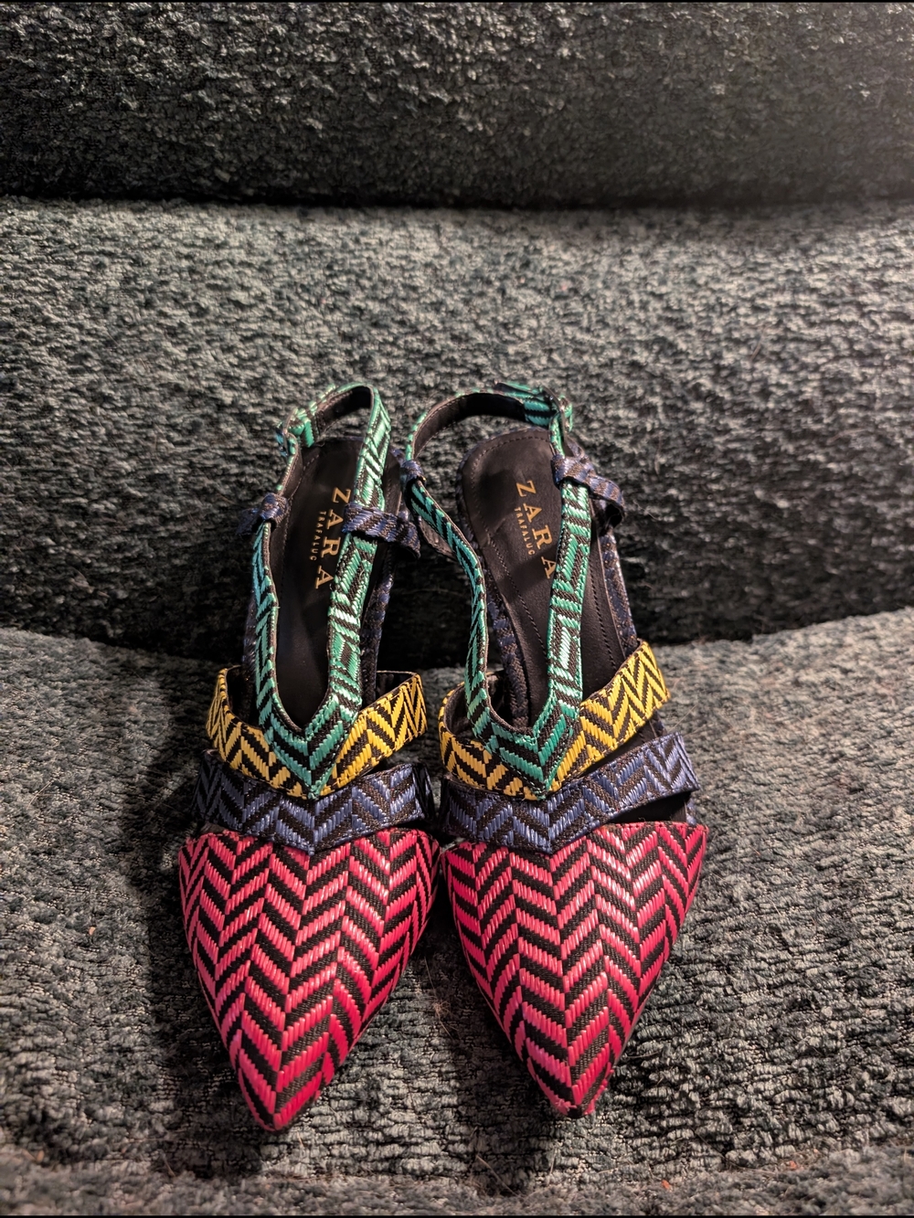 Zara Multicolor Chevron Pointed Heels. Make An Offer. New, Never Worn.